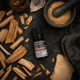 10 ml Rosewood Essential Oil — overhead lifestyle flat lay