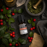 Wintergreen Essential Oil 10ml — overhead lifestyle flat lay