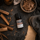 10 ml Sandalwood Amayris Essential Oil — overhead lifestyle flat lay