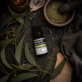 10 ml Eucalyptus Essential Oil — overhead lifestyle flat lay