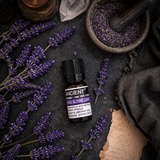 High Alpine Lavender Essential Oil 10ml — overhead lifestyle flat lay